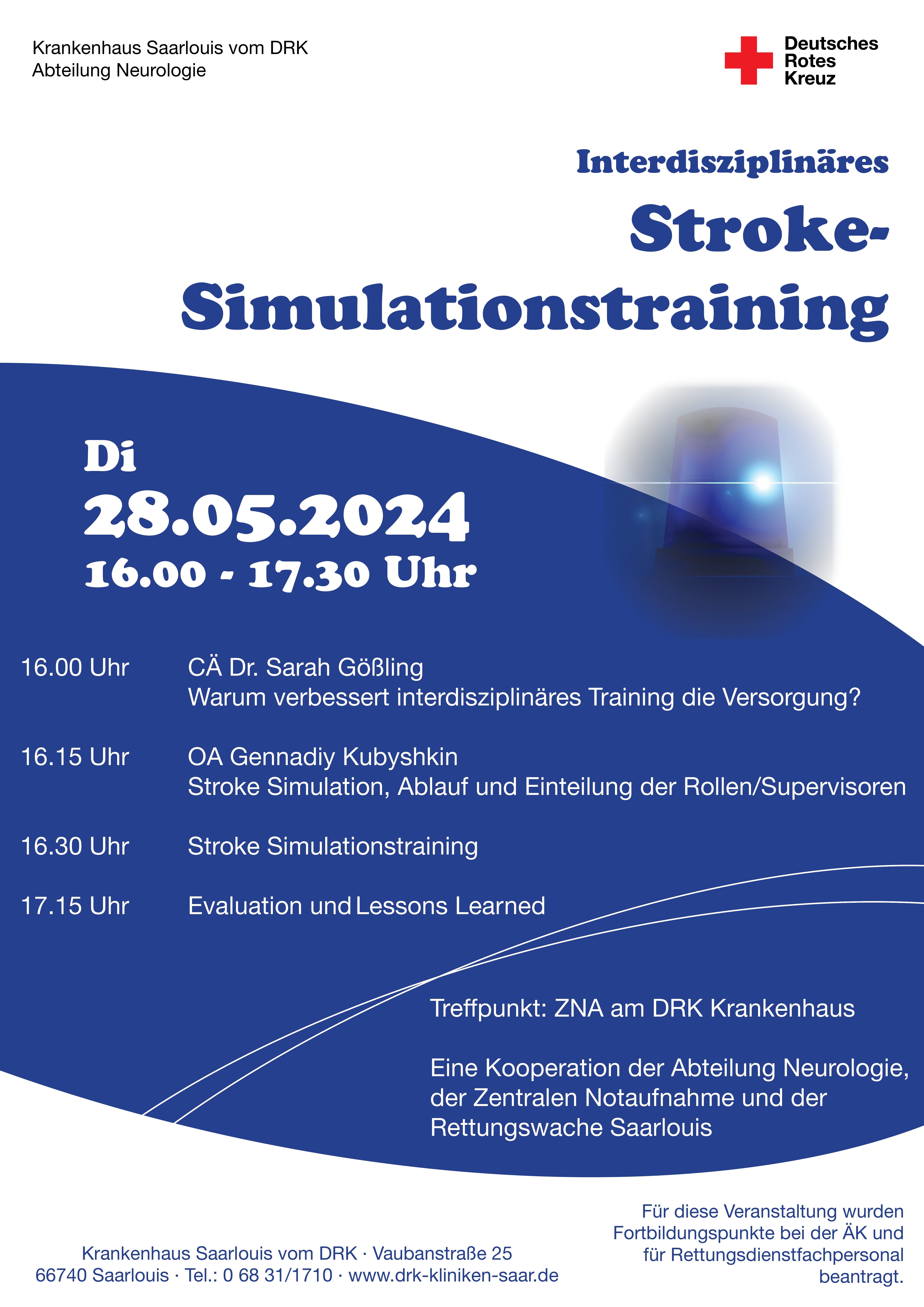 Interdisziplinäres Stroke-Simulationstraining 28.05.2024