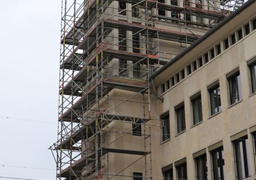 Sanierungsarbeiten am Glockenturm des Rathauses
